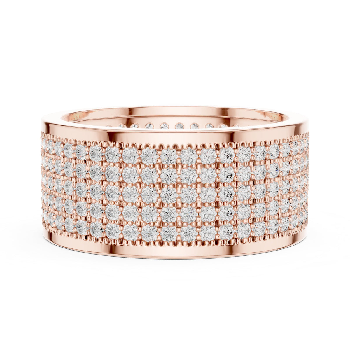 Full Pavé Wide Men's Diamond Band in Rose Gold - VYKA Diamonds