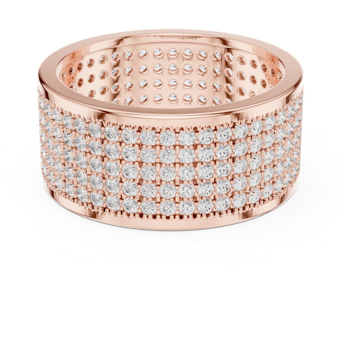 Full Pavé Wide Men's Diamond Band in Rose Gold - VYKA Diamonds