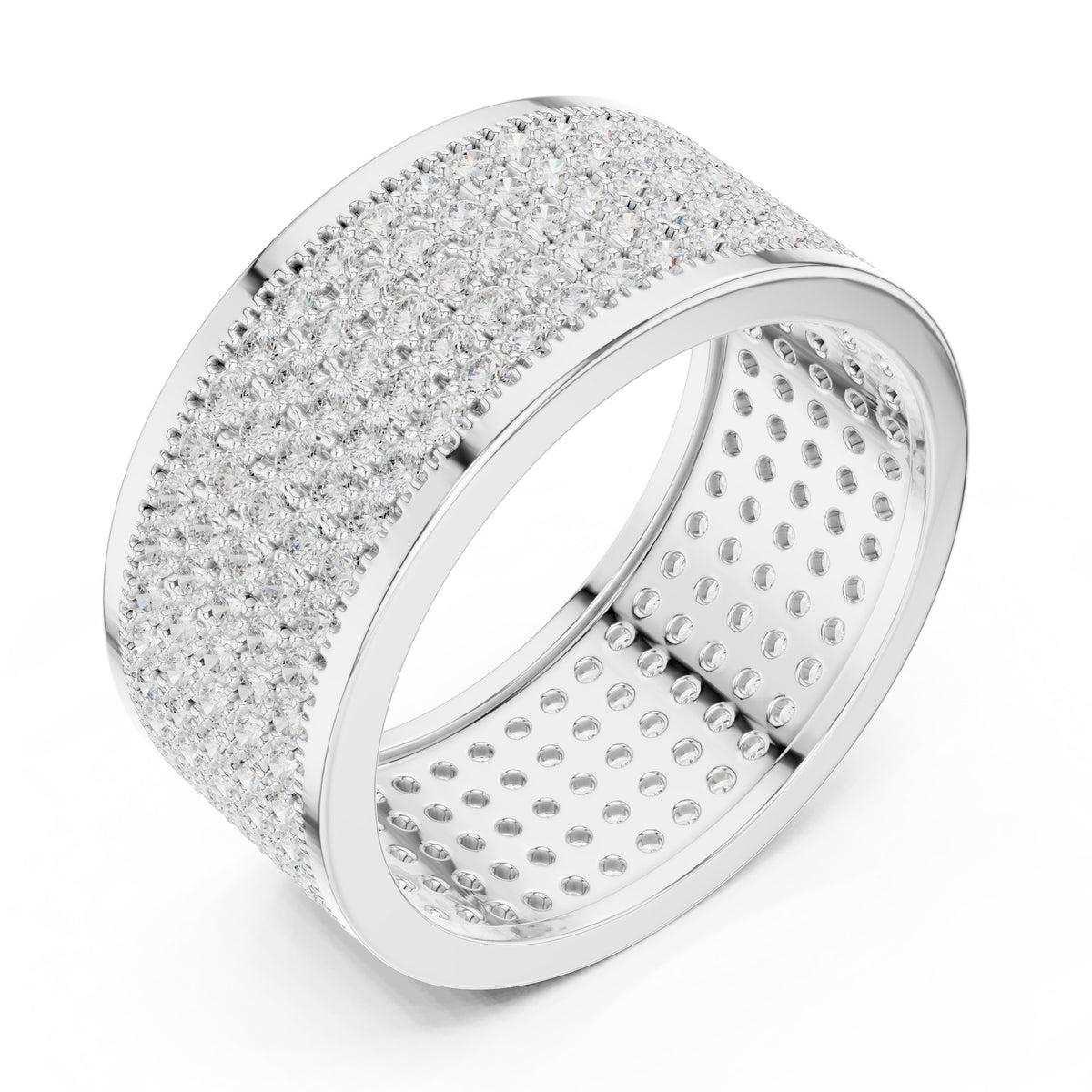 Full Pavé Wide Men's Diamond Band in White Gold - VYKA Diamonds