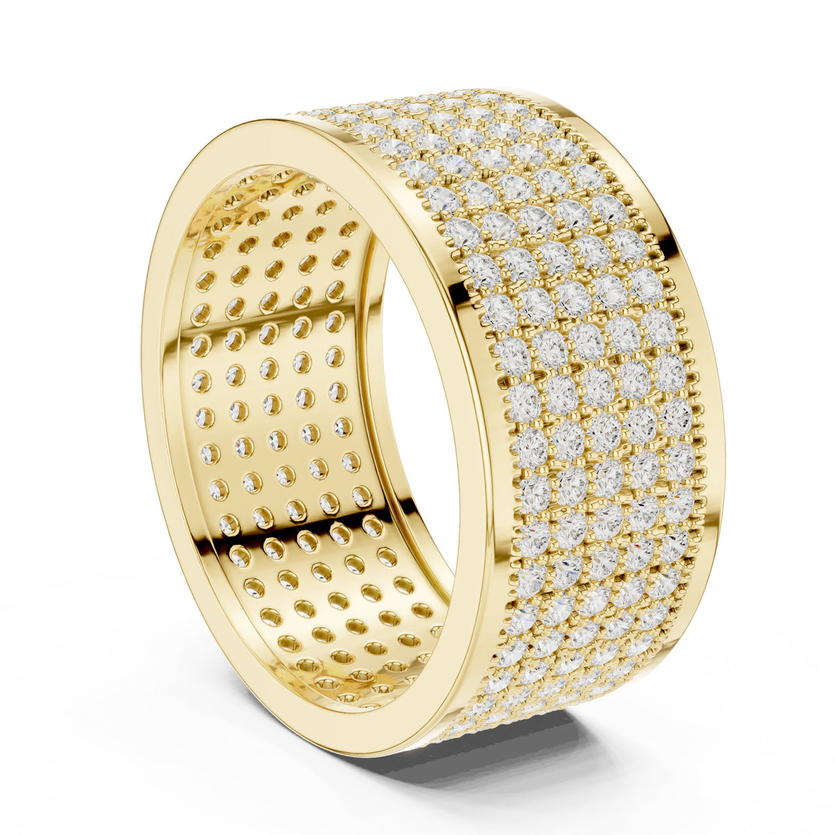 Full Pavé Wide Men's Diamond Band in Yellow Gold - VYKA Diamonds