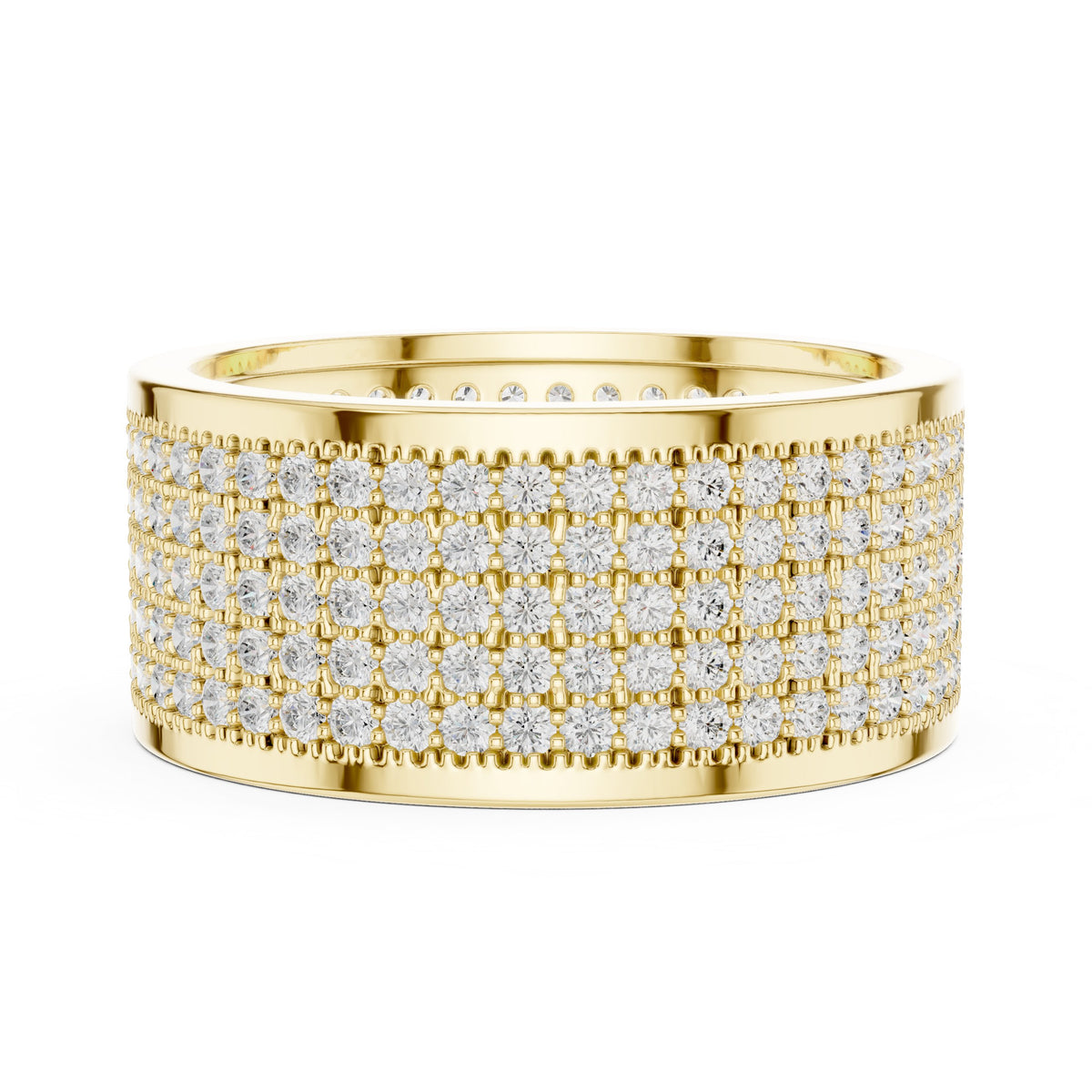Full Pavé Wide Men's Diamond Band in Yellow Gold - VYKA Diamonds