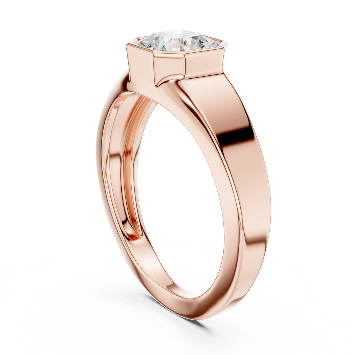 Octagon Bezel Radiant Diamond Men's Ring