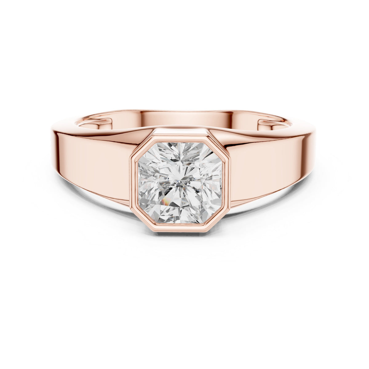 Octagon Bezel Radiant Diamond Men's Ring