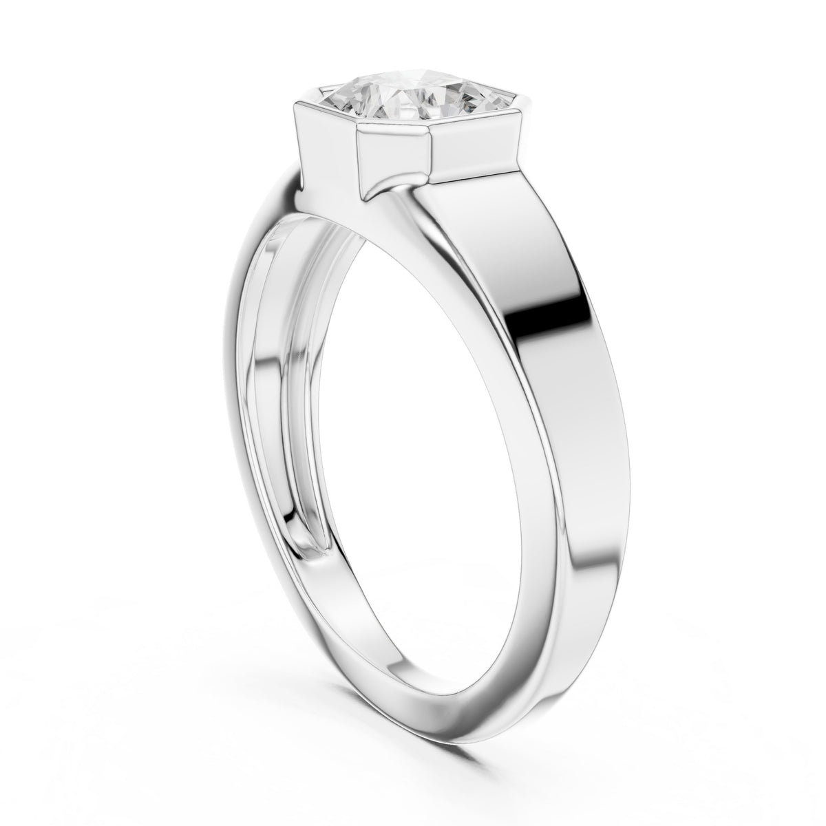Octagon Bezel Radiant Diamond Men's Ring