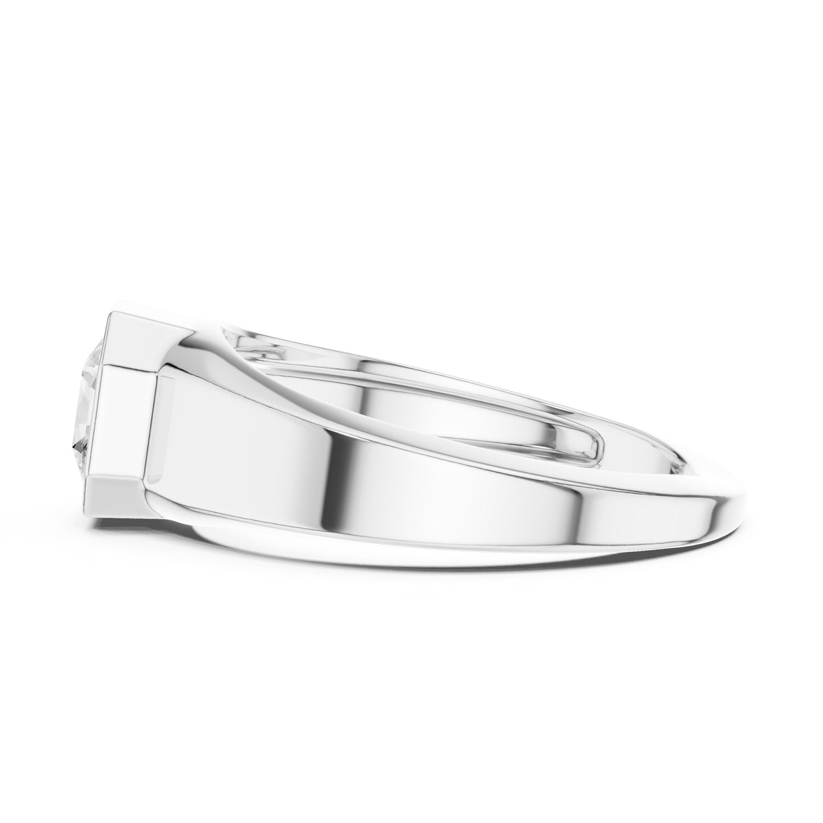 Octagon Bezel Radiant Diamond Men's Ring in White Gold - VYKA Diamonds
