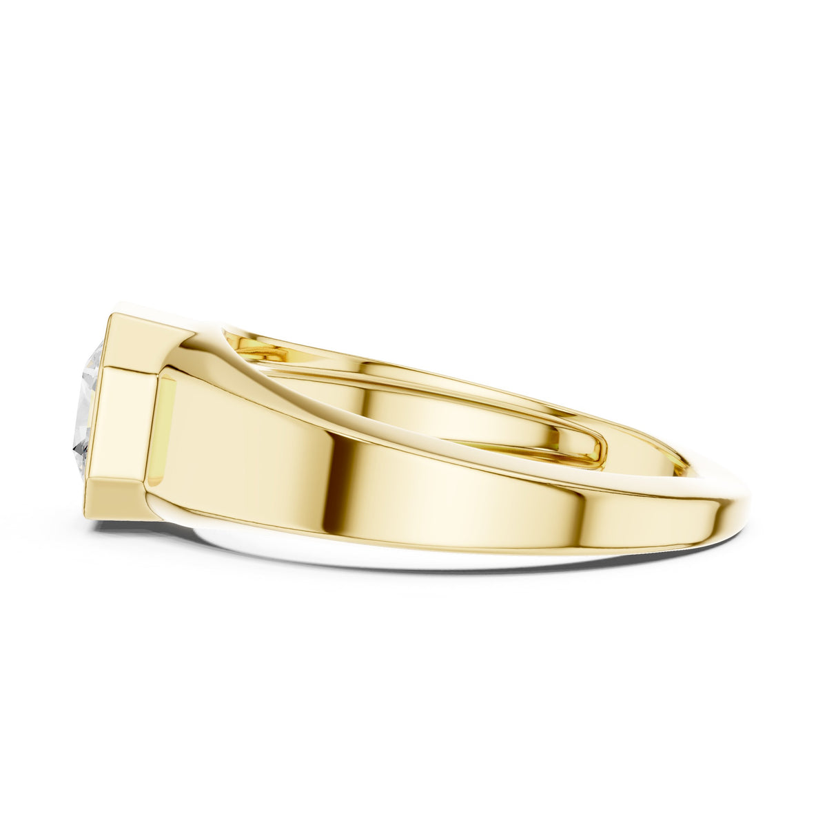 Octagon Bezel Radiant Diamond Men's Ring in Yellow Gold - VYKA Diamonds