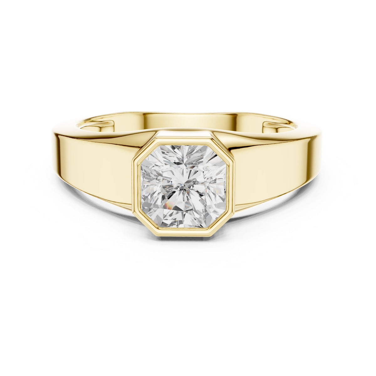 Octagon Bezel Radiant Diamond Men's Ring