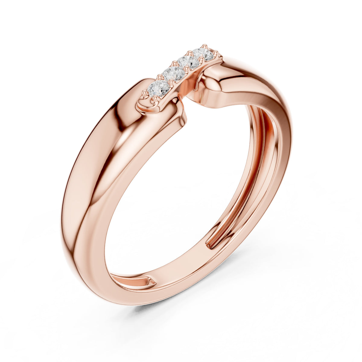 Offset Pavé Bar Diamond Band in Rose Gold - VYKA Diamonds