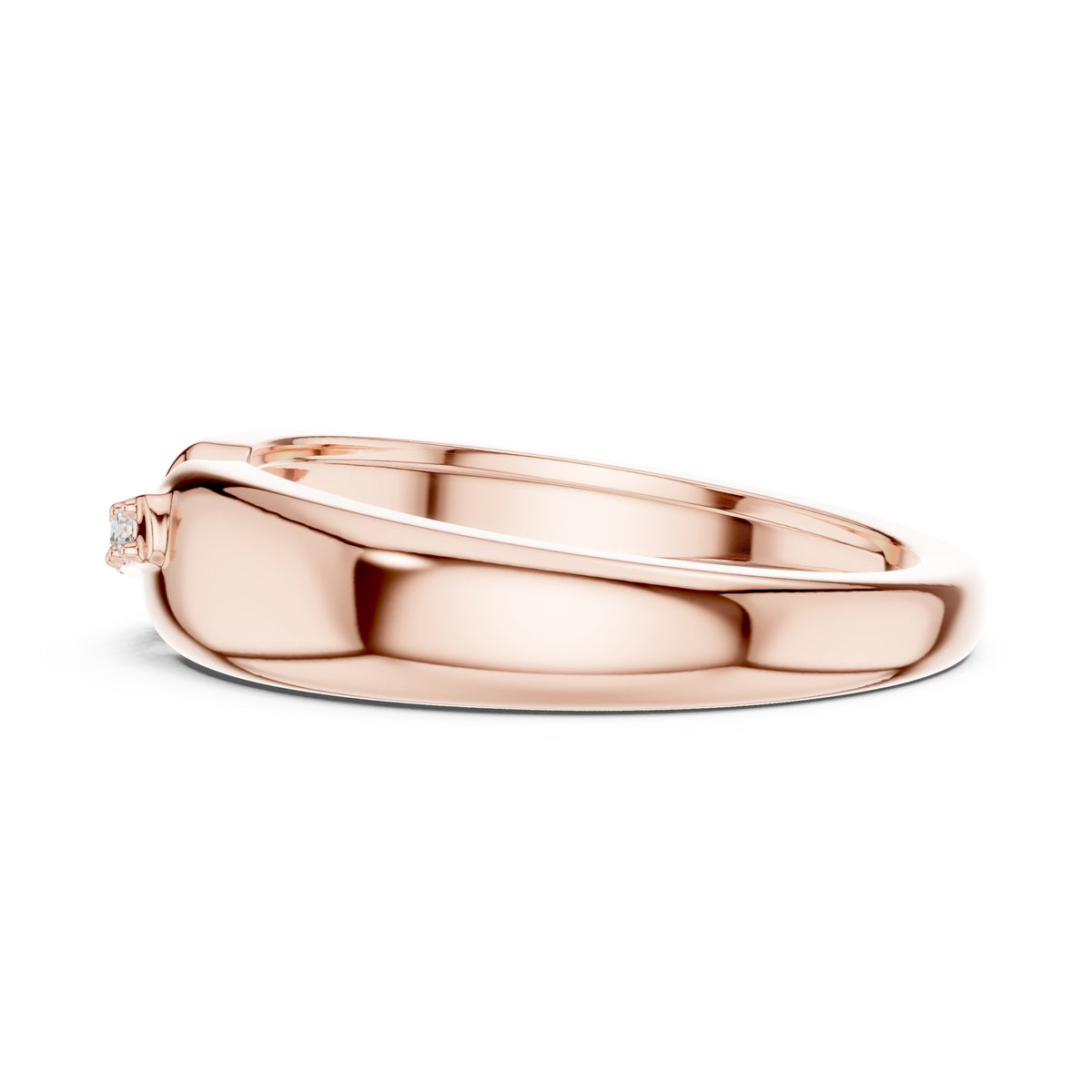 Offset Pavé Bar Diamond Band in Rose Gold - VYKA Diamonds