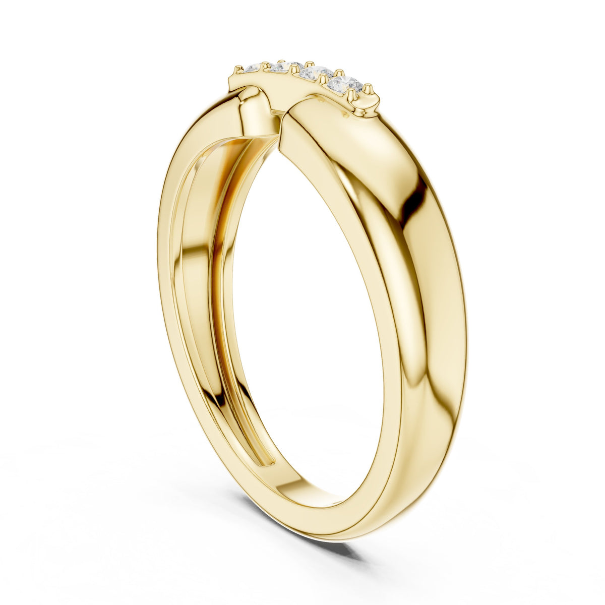 Offset Pavé Bar Diamond Band in Yellow Gold - VYKA Diamonds