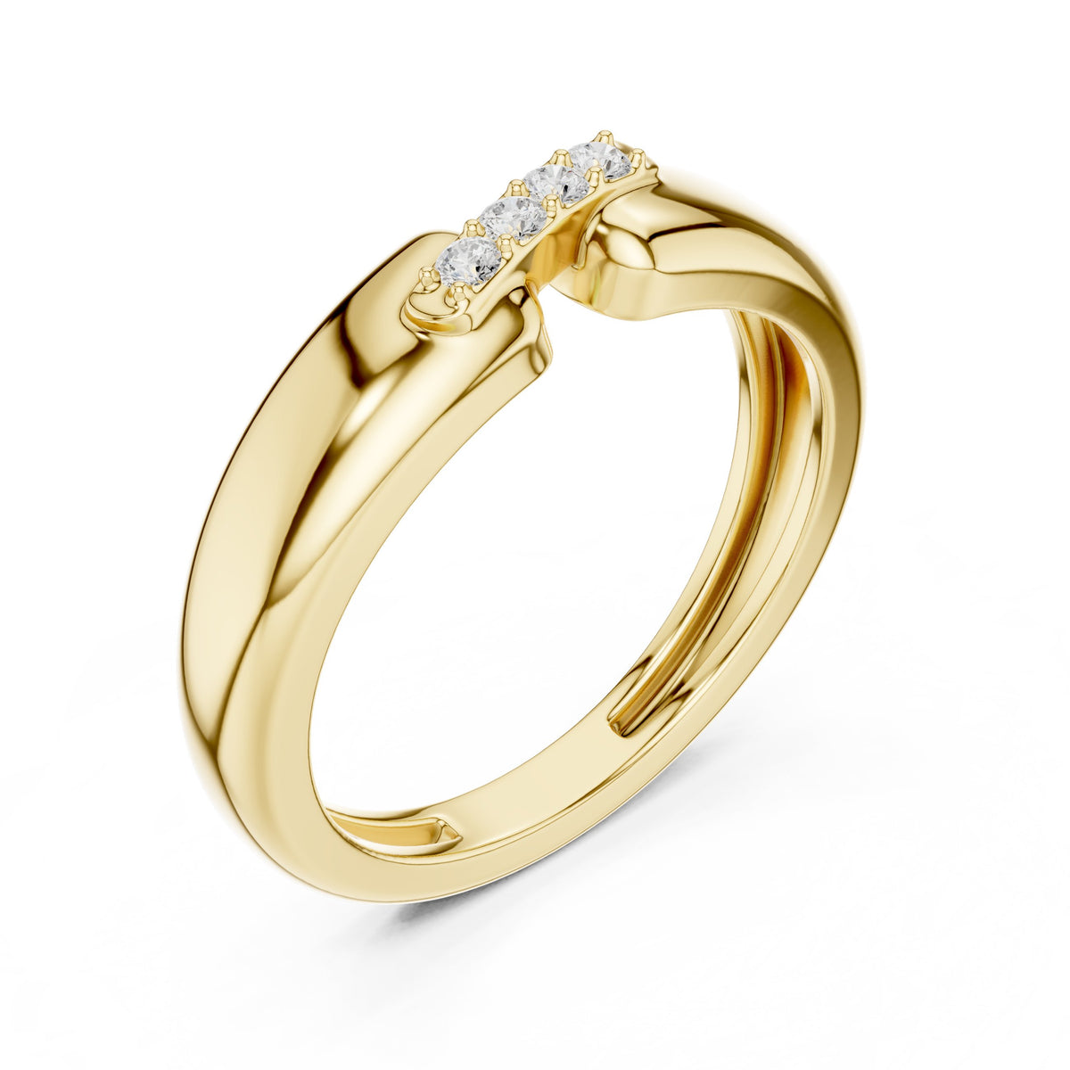 Offset Pavé Bar Diamond Band in Yellow Gold - VYKA Diamonds