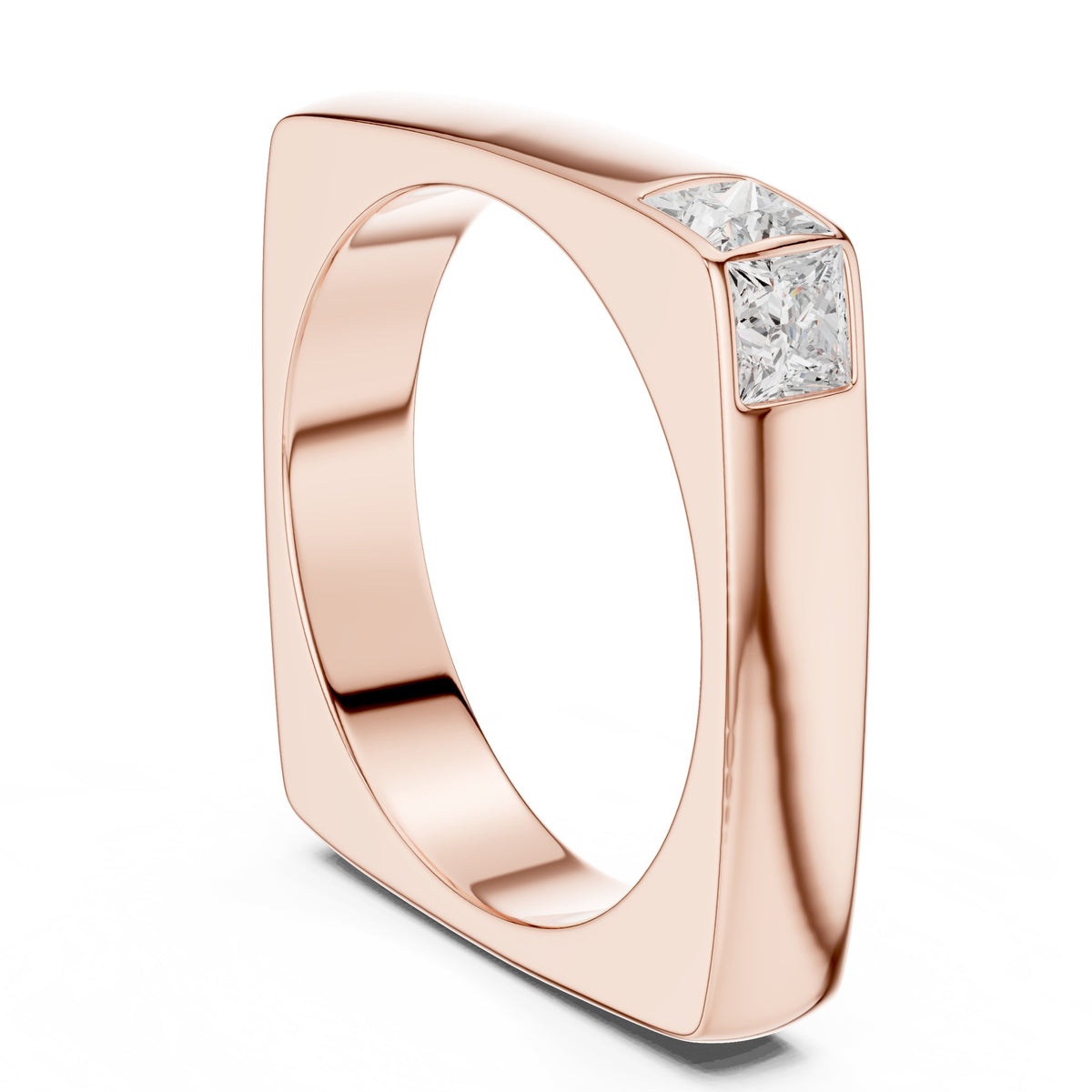 Square Profile Princess Diamond Men's Band in Rose Gold - VYKA Diamonds