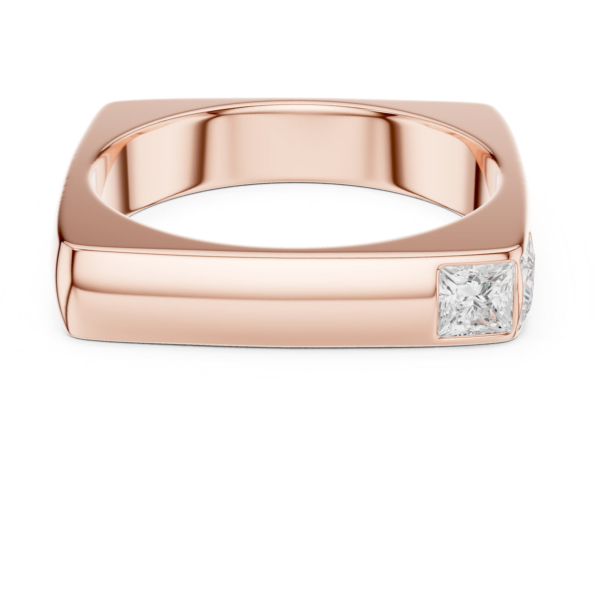 Square Profile Princess Diamond Men's Band in Rose Gold - VYKA Diamonds