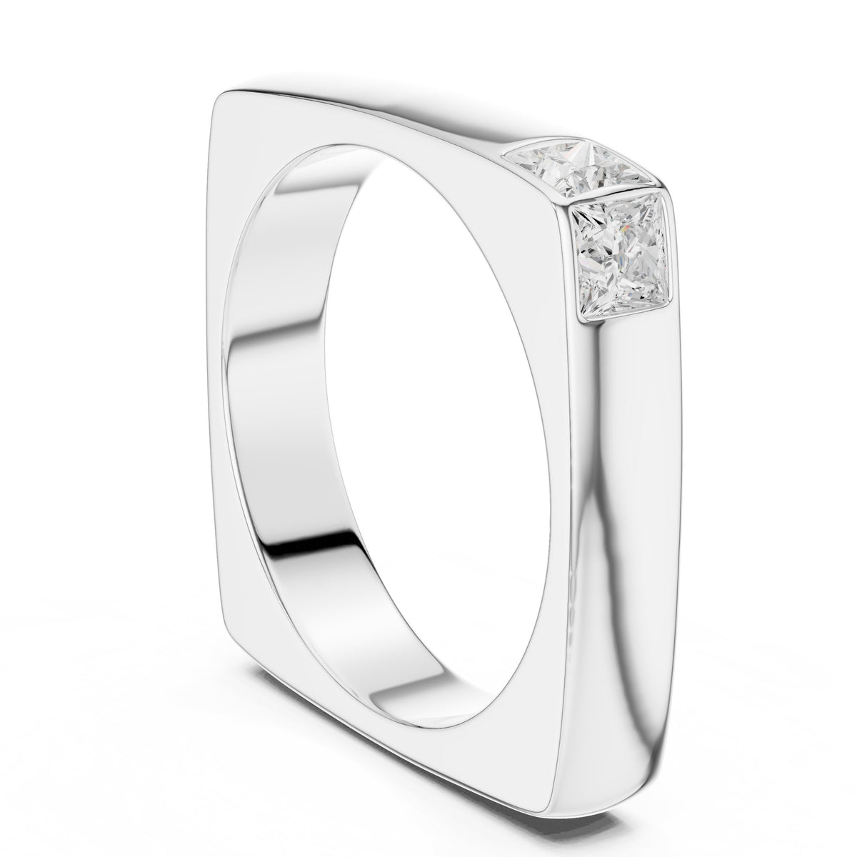 Square Profile Princess Diamond Men's Band in White Gold - VYKA Diamonds