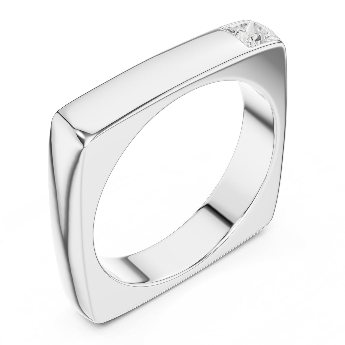 Square Profile Princess Diamond Men's Band in White Gold - VYKA Diamonds
