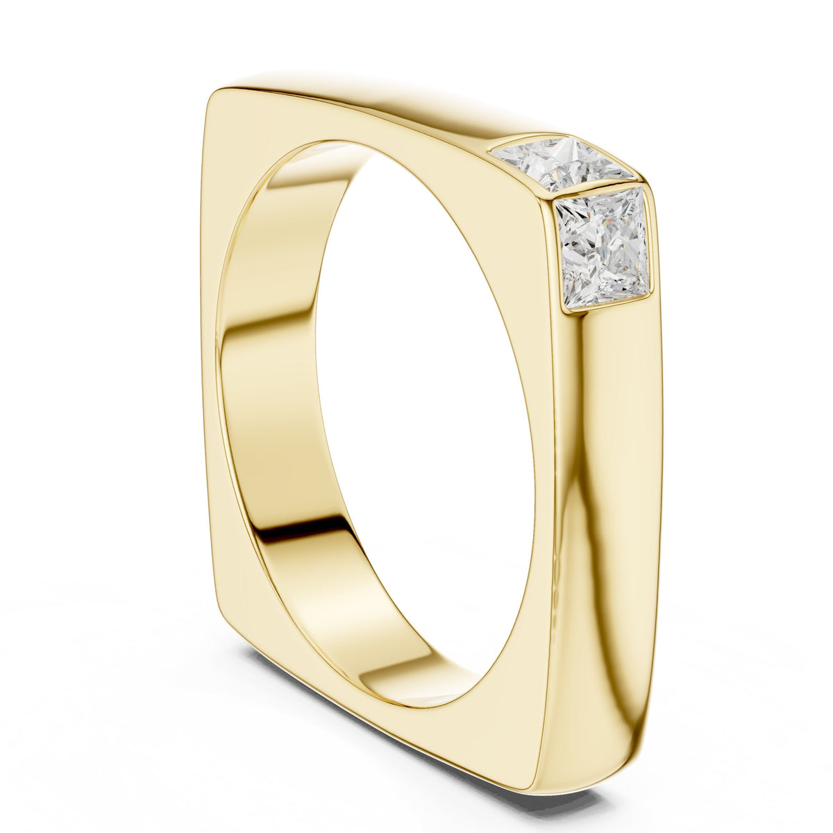Square Profile Princess Diamond Men's Band in Yellow Gold - VYKA Diamonds