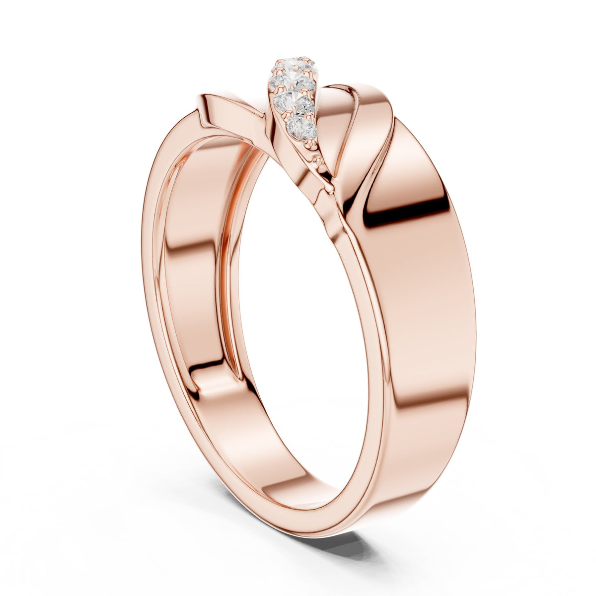 Leaf Pavé Men's Diamond Ring in Rose Gold - VYKA Diamonds