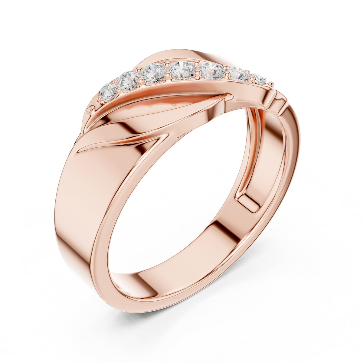 Leaf Pavé Men's Diamond Ring in Rose Gold - VYKA Diamonds