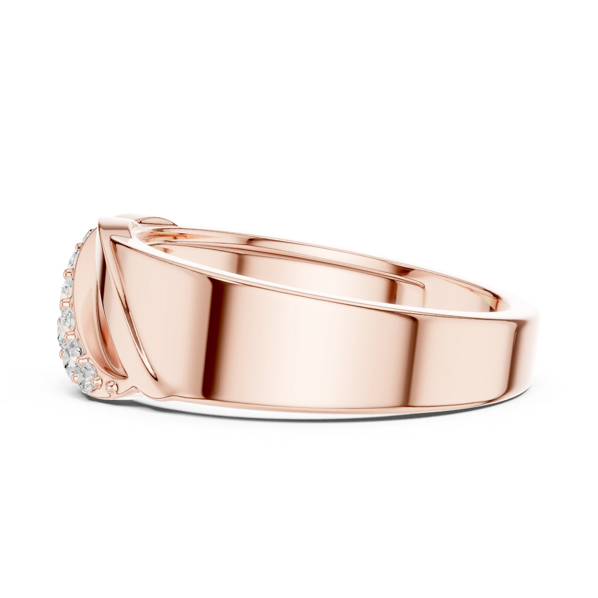 Leaf Pavé Men's Diamond Ring in Rose Gold - VYKA Diamonds
