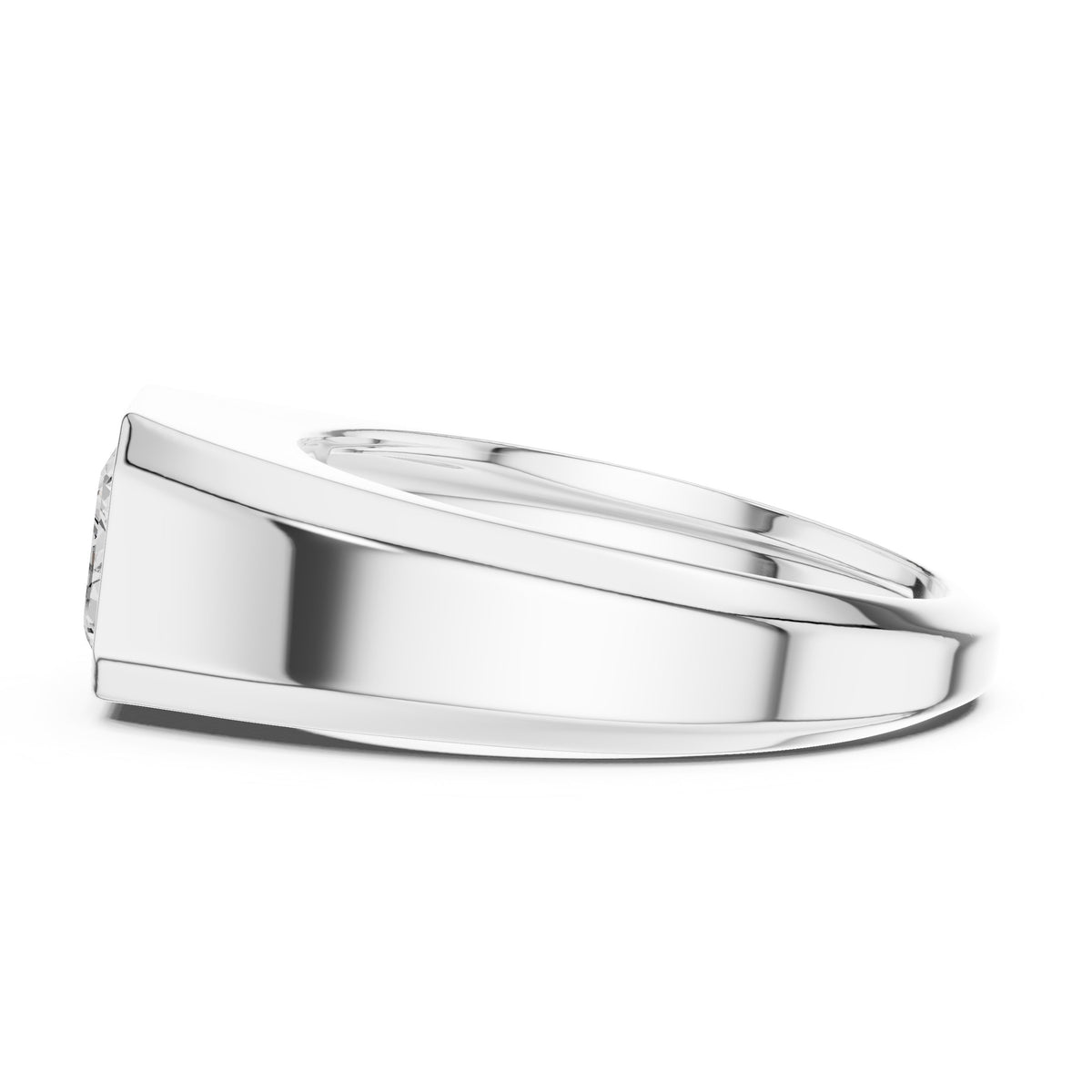 East-West Emerald Cut Diamond Signet Men's Ring
