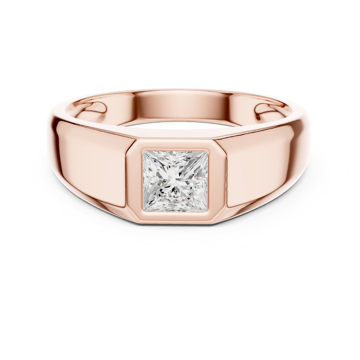 Princess Diamond Bezel Signet Men's Ring
