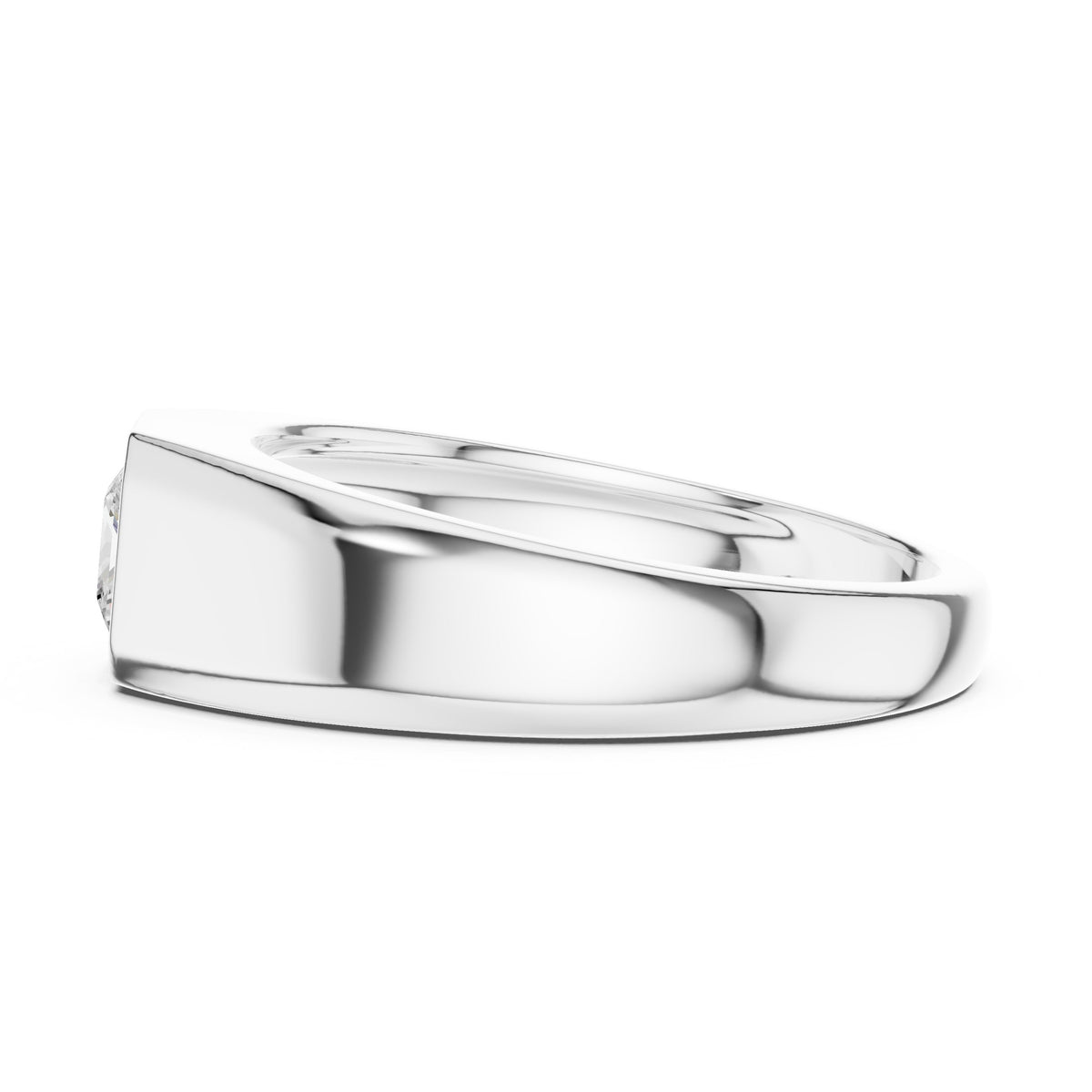 Princess Diamond Bezel Signet Men's Ring
