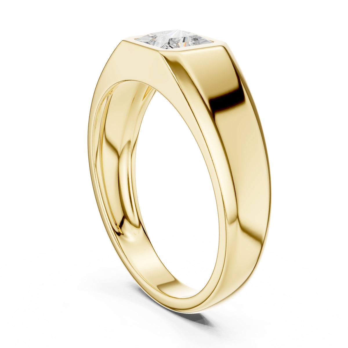 Princess Diamond Bezel Signet Men's Ring