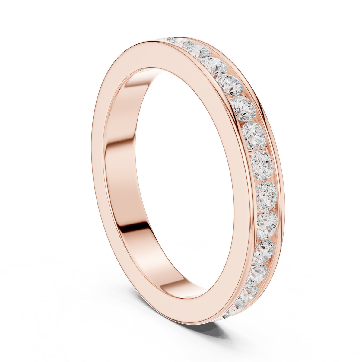Round Diamond Channel Set Band in Rose Gold - VYKA Diamonds