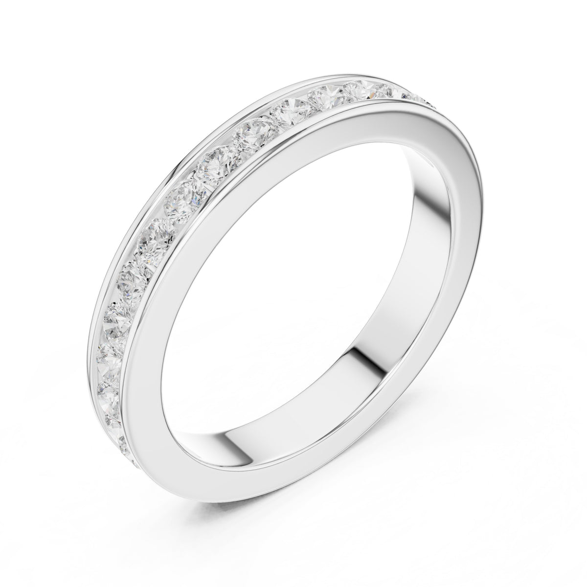 Round Diamond Channel Set Band in White Gold - VYKA Diamonds