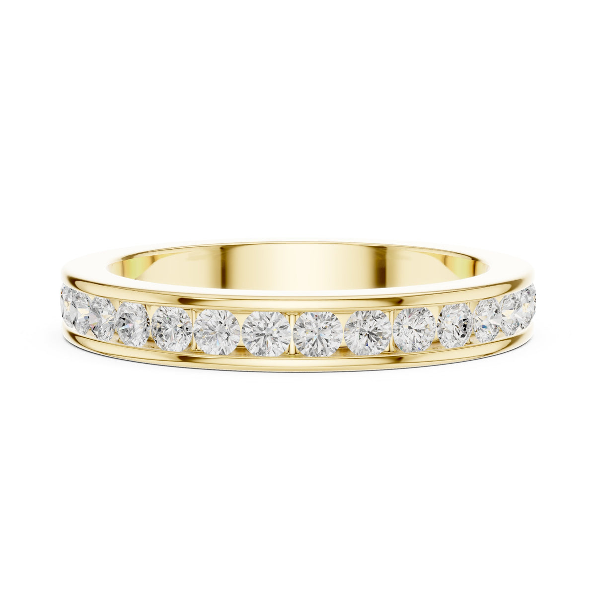 Round Diamond Channel Set Band in Yellow Gold - VYKA Diamonds