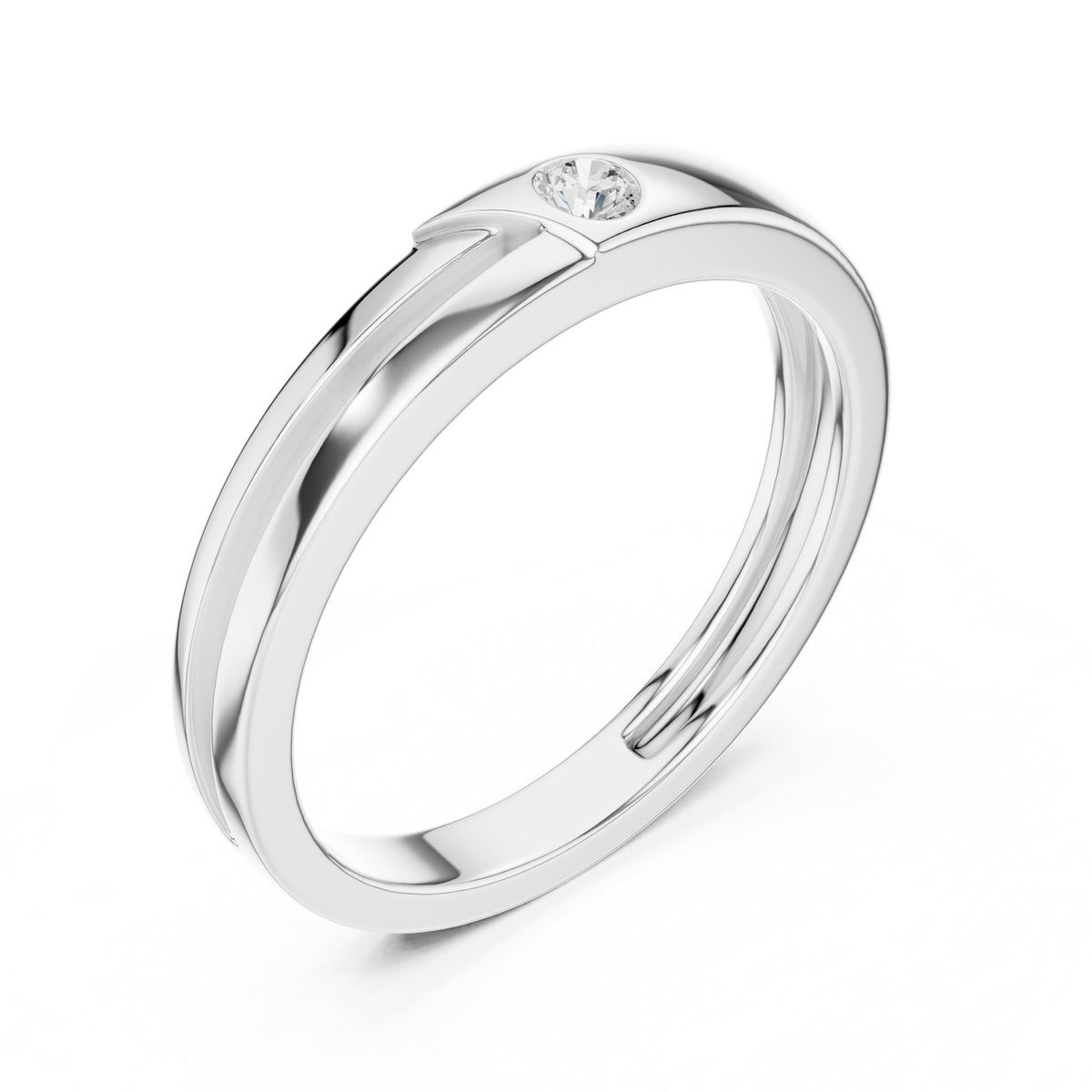 Single Diamond Bezel Band