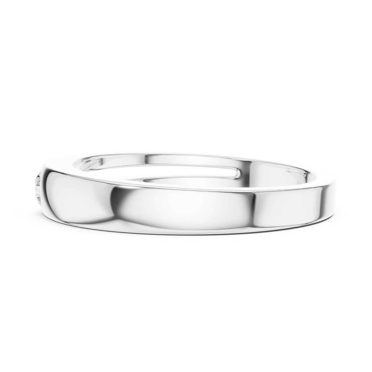 Single Diamond Bezel Band in White Gold - VYKA Diamonds