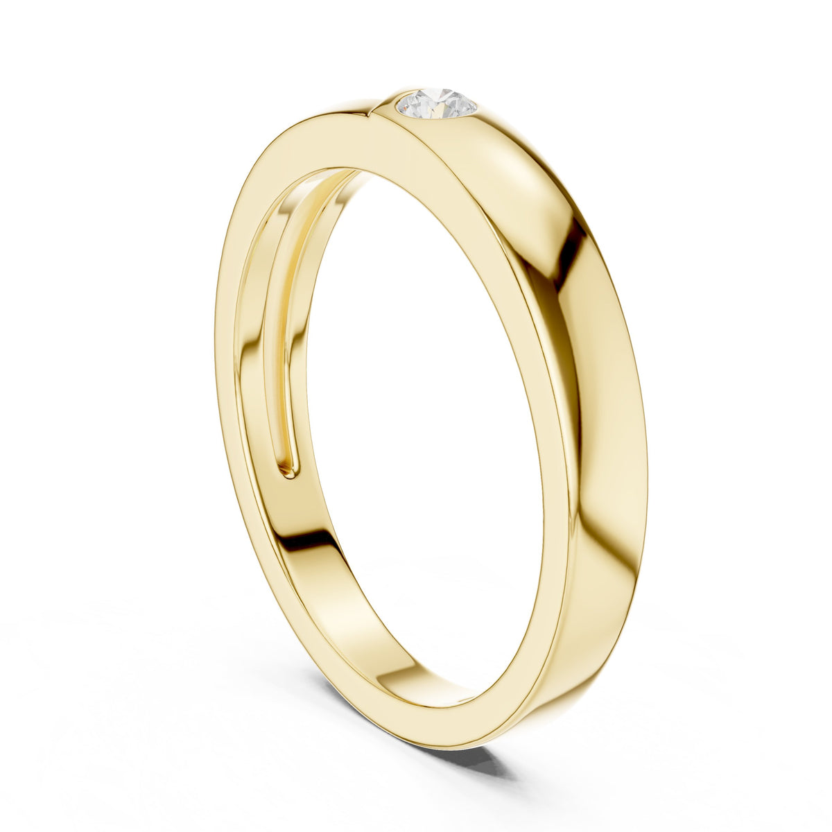 Single Diamond Bezel Band in Yellow Gold - VYKA Diamonds