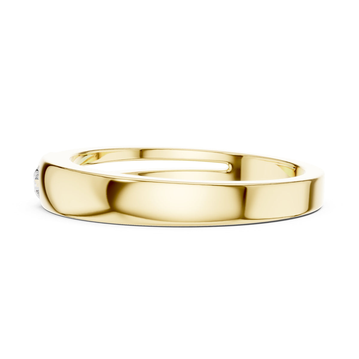 Single Diamond Bezel Band in Yellow Gold - VYKA Diamonds