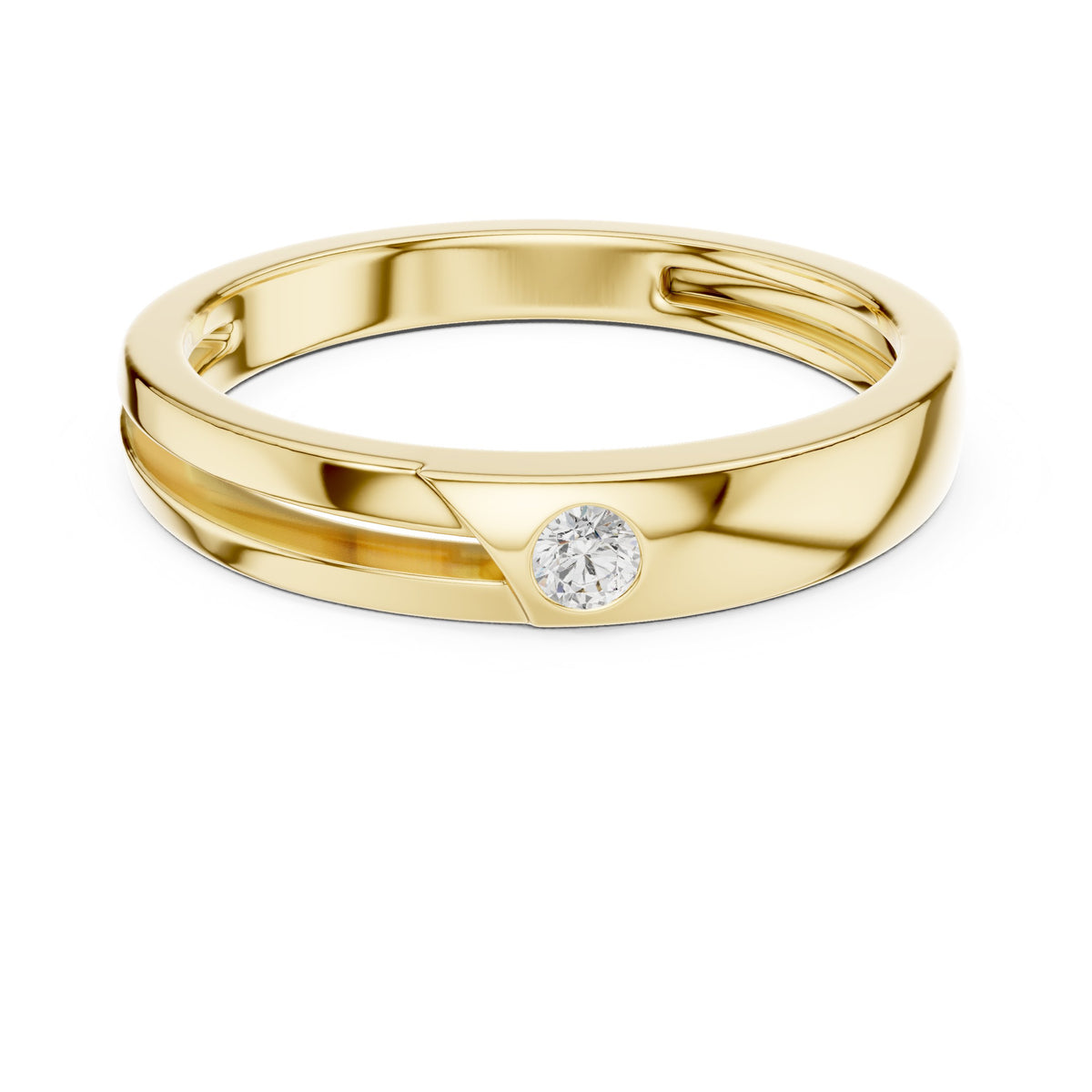Single Diamond Bezel Band