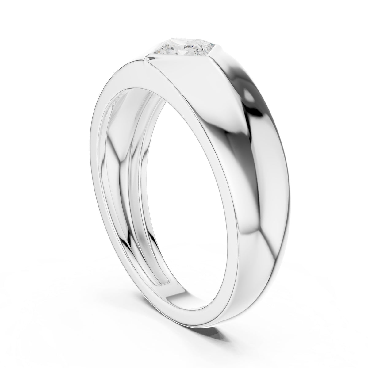 Kite Set Princess Diamond Men's Ring in White Gold - VYKA Diamonds