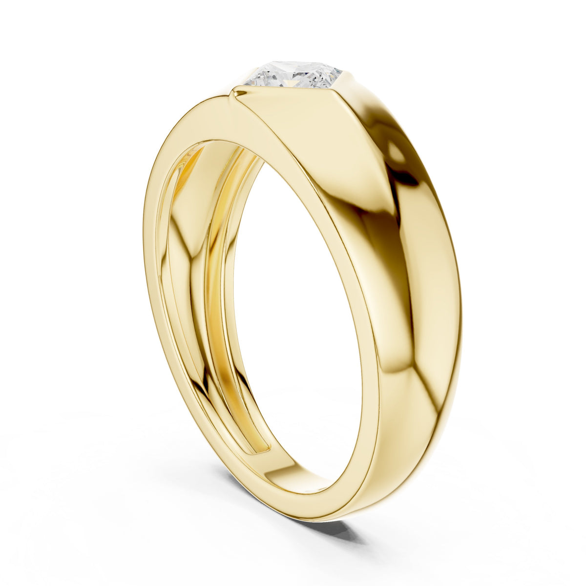 Kite Set Princess Diamond Men's Ring in Yellow Gold - VYKA Diamonds
