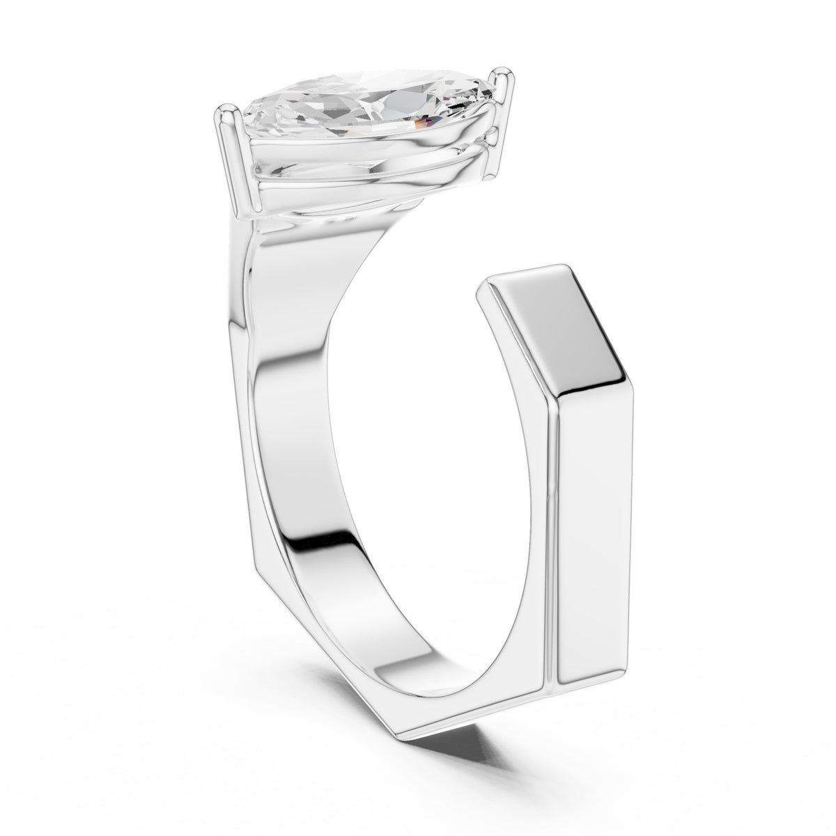 Open Marquise Diamond Ring in White Gold - VYKA Diamonds
