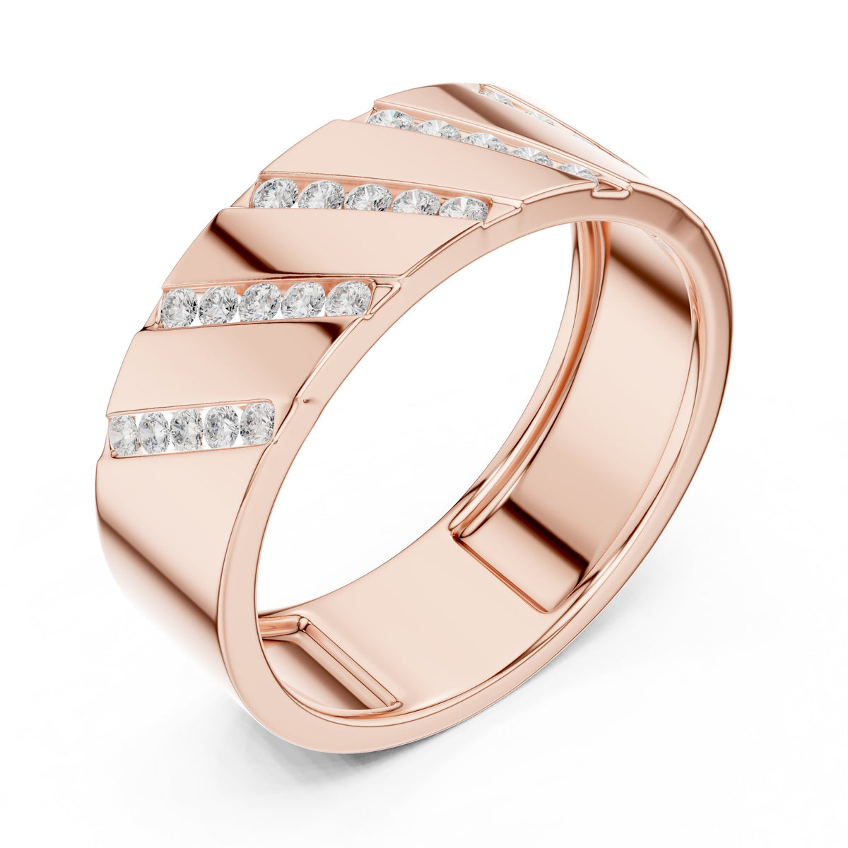 Diagonal Channel Men's Diamond Band