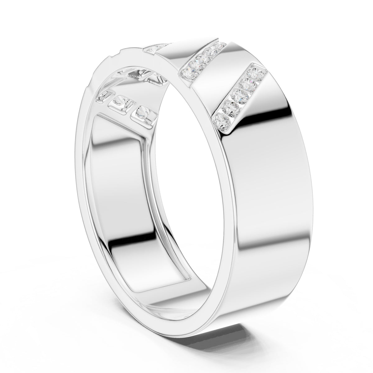 Diagonal Channel Men's Diamond Band