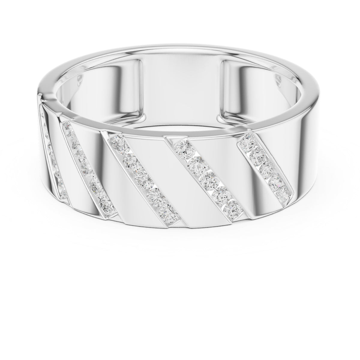 Diagonal Channel Men's Diamond Band
