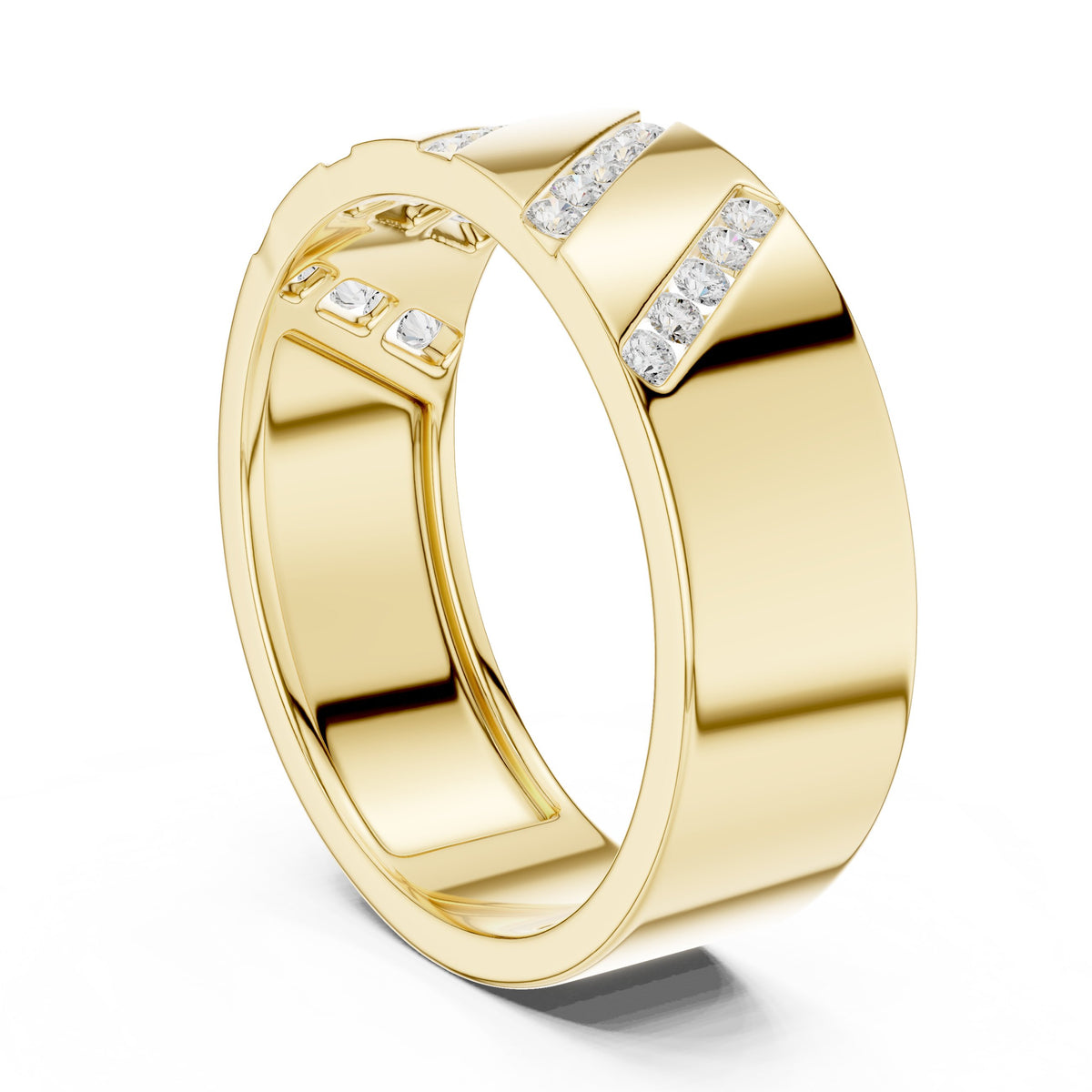 Diagonal Channel Men's Diamond Band