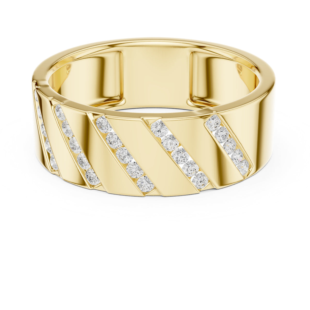 Diagonal Channel Men's Diamond Band