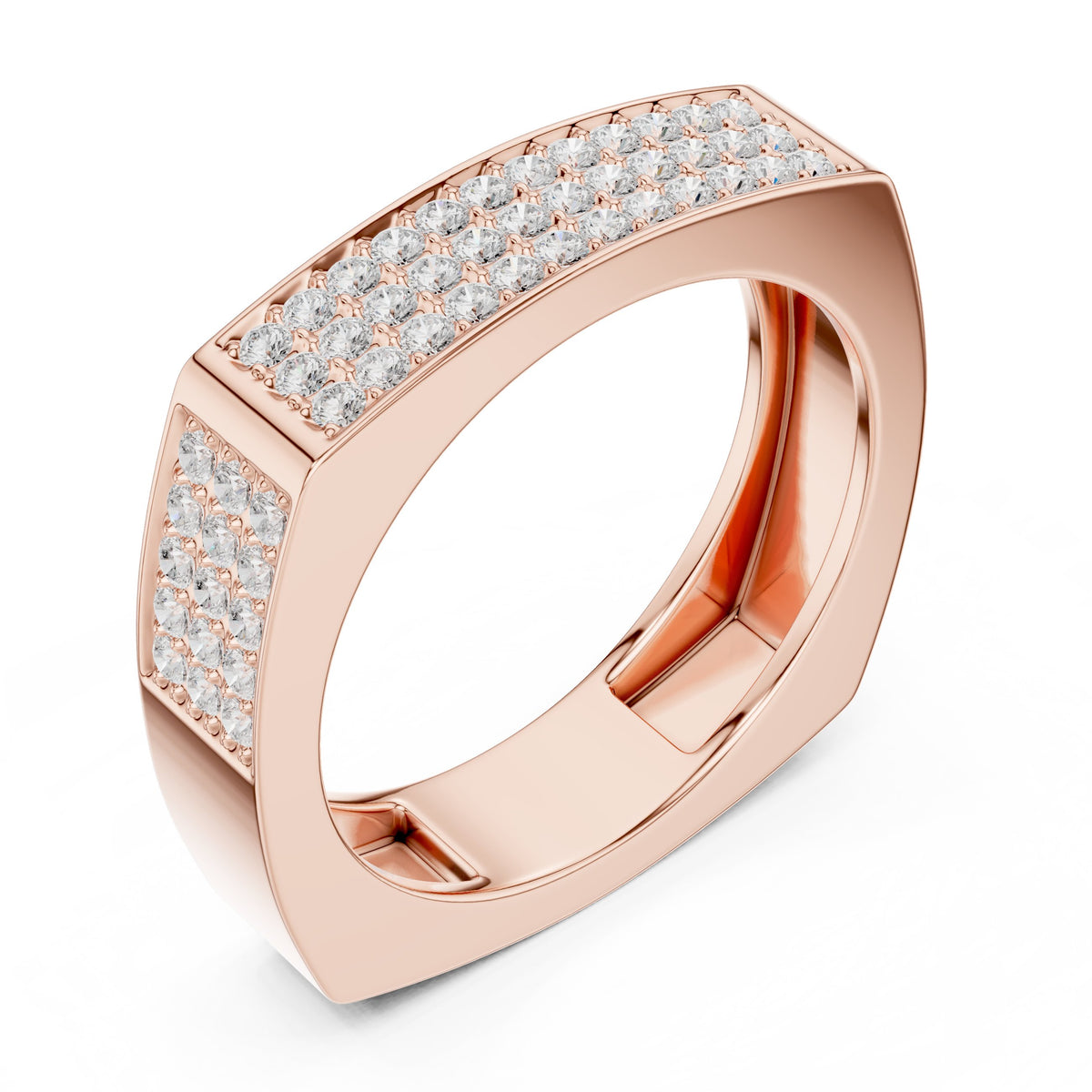 Square Pavé Men's Diamond Band in Rose Gold - VYKA Diamonds