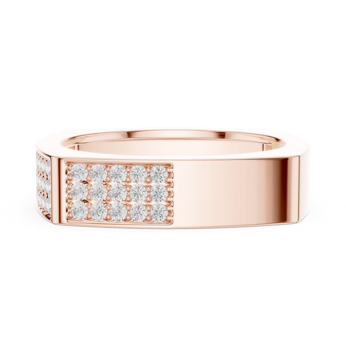 Square Pavé Men's Diamond Band in Rose Gold - VYKA Diamonds