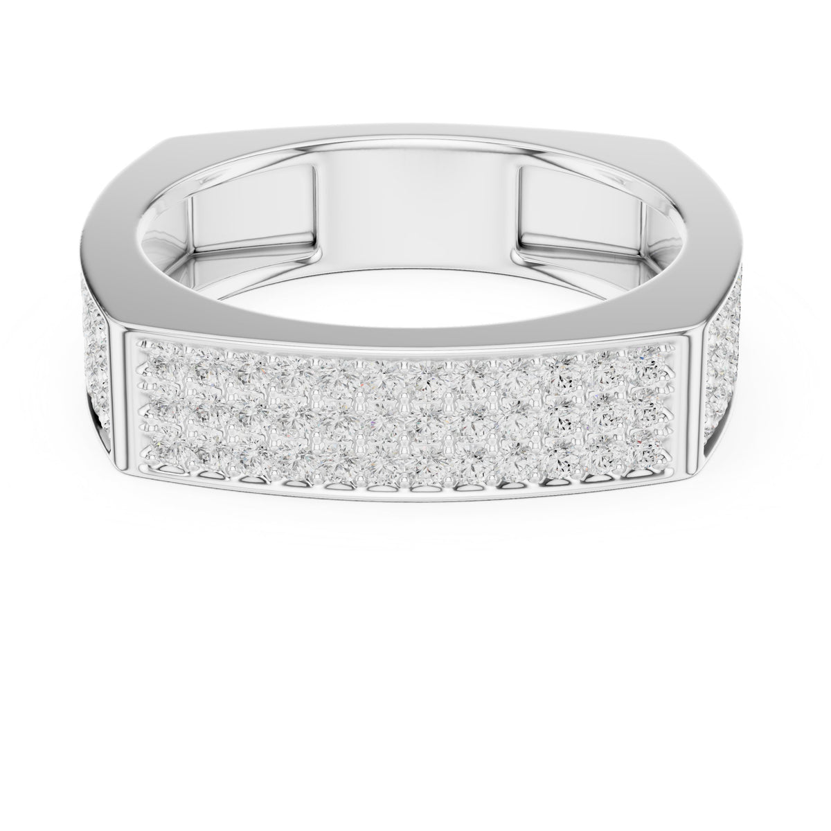 Square Pavé Men's Diamond Band in White Gold - VYKA Diamonds