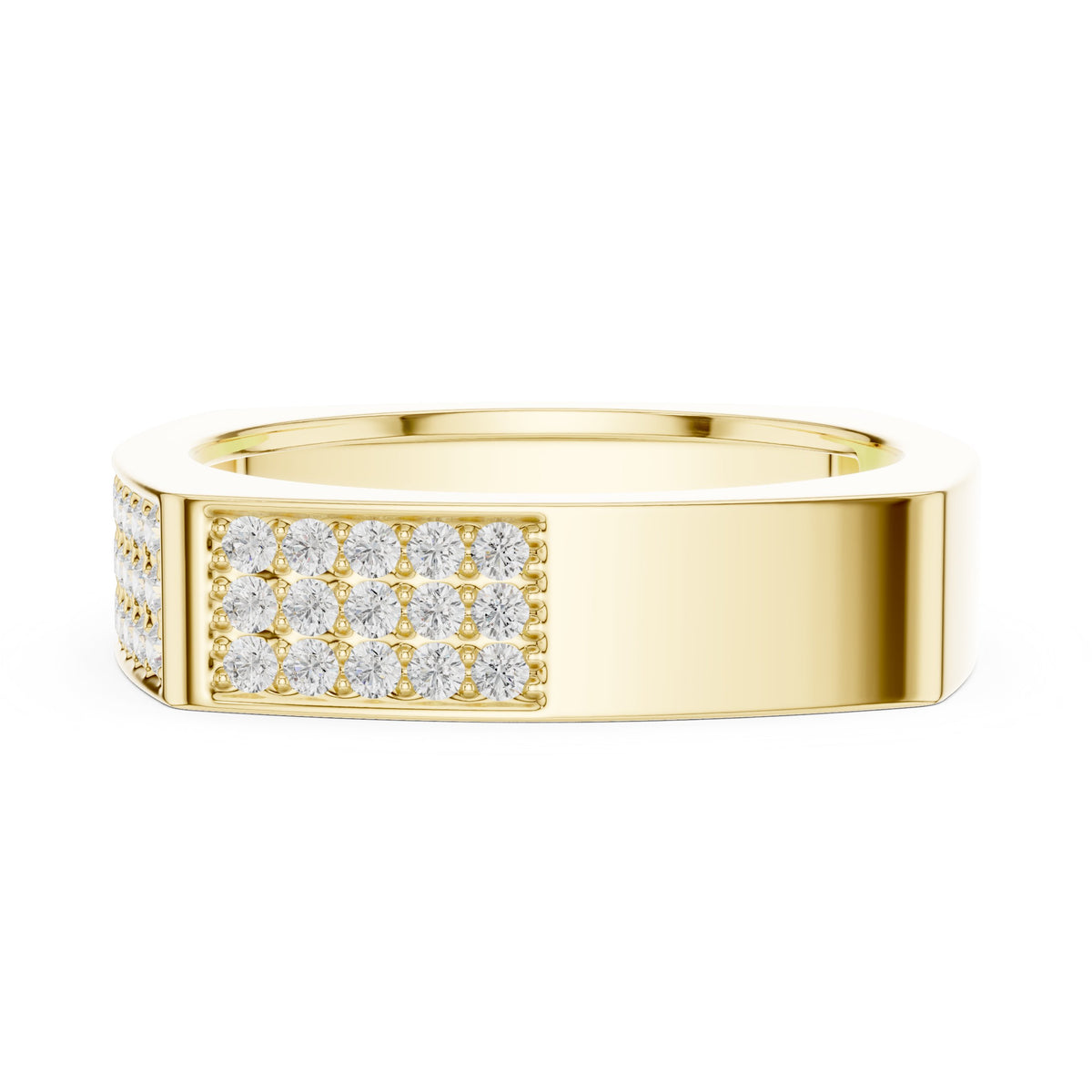 Square Pavé Men's Diamond Band in Yellow Gold - VYKA Diamonds