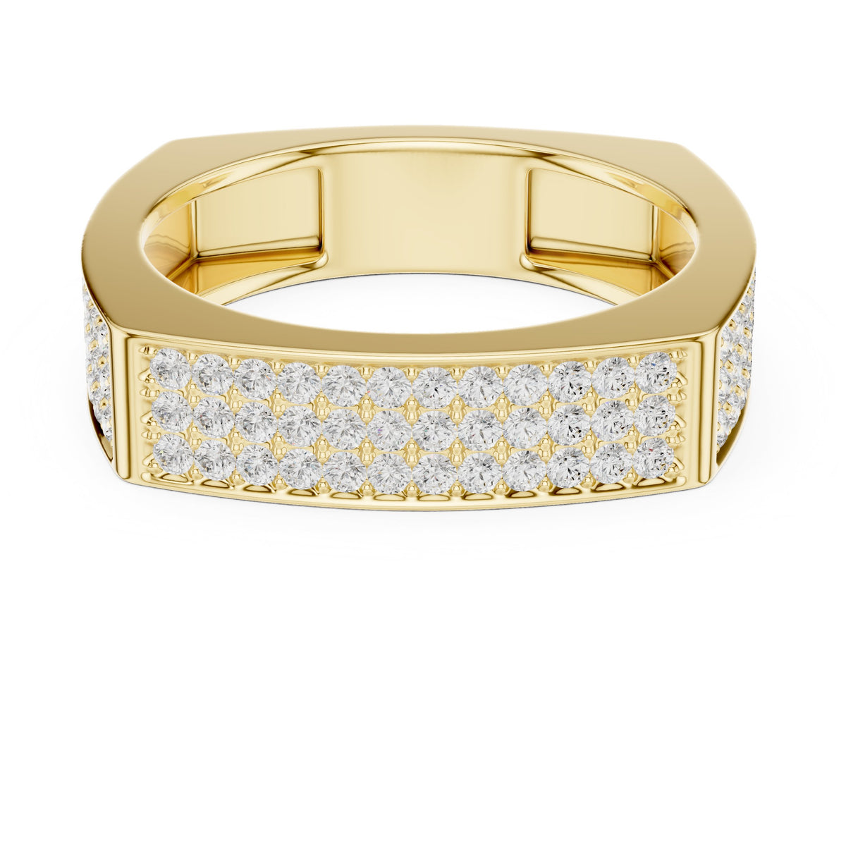 Square Pavé Men's Diamond Band in Yellow Gold - VYKA Diamonds