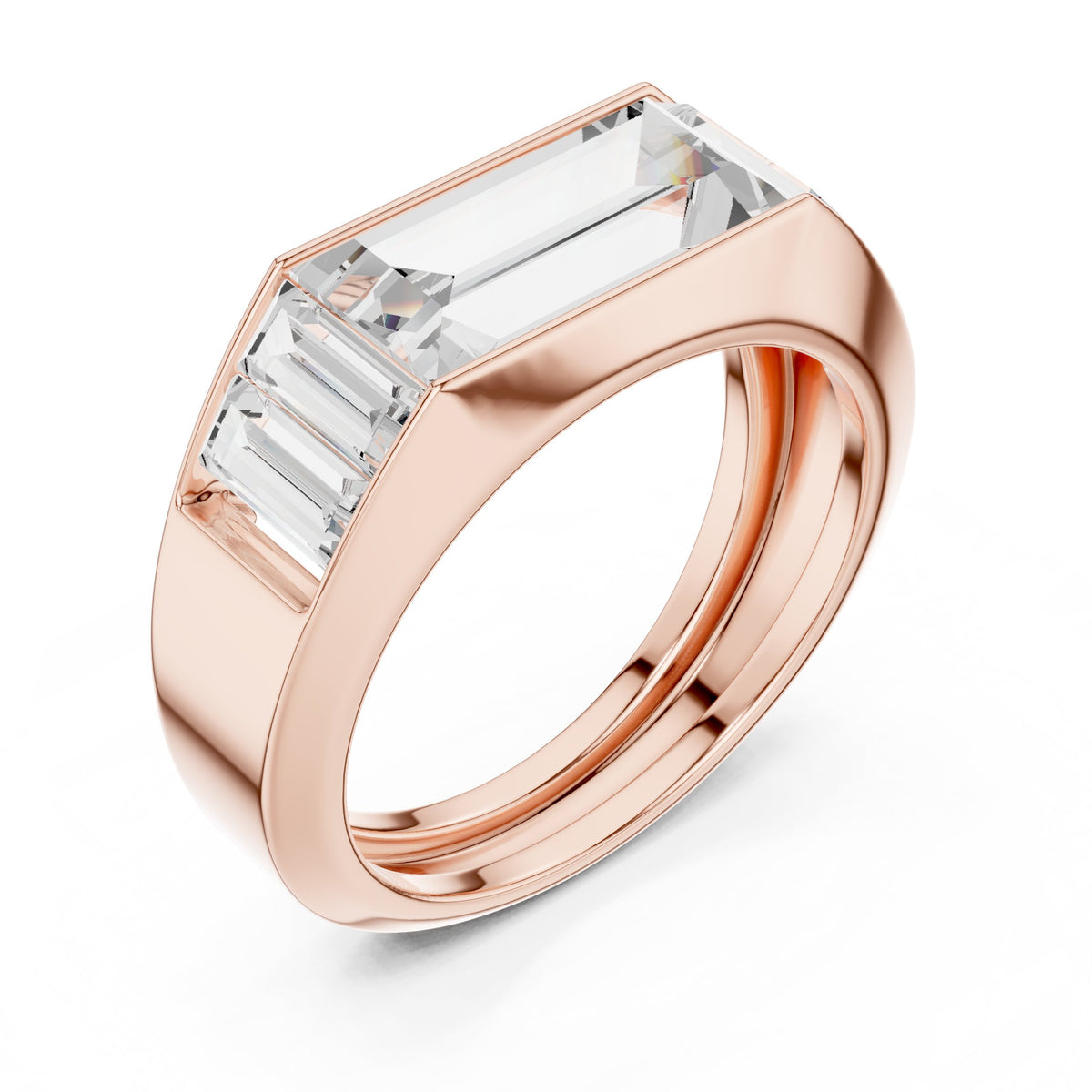 East-West Baguette Diamond Men's Ring