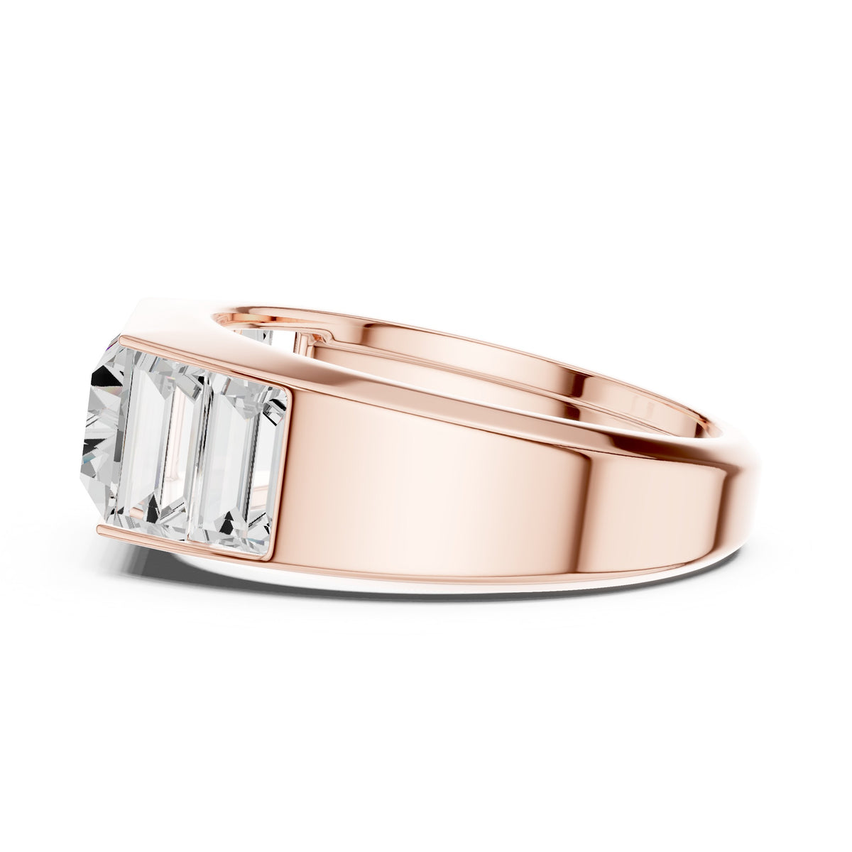 East-West Baguette Diamond Men's Ring in Rose Gold - VYKA Diamonds
